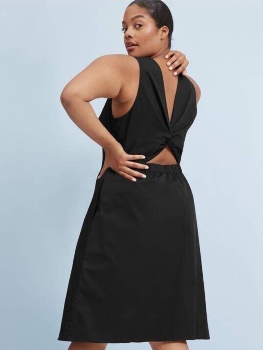 Everlane Clean Cotton Twist Back Dress In Black NWT Size 12